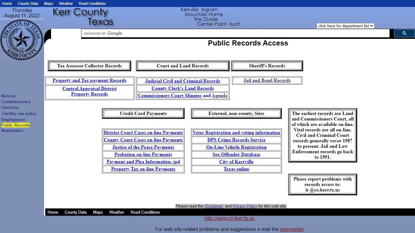 Public Records Access - Kerr County Texas